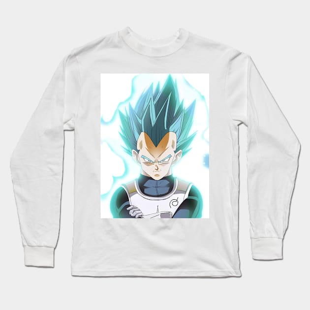 blue Vegeta Hot Coffee Long Sleeve T-Shirt by phxaz